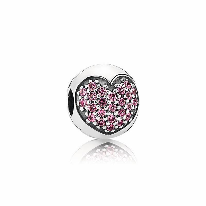 Pandora Love Of My Life Clip Charm Ireland - Sterling Silver/Pink/Cubic Zirconia - 531490BDV